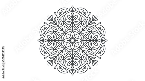 Intricate black line art mandala design.
