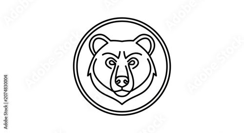 Bear head emblem inside double circular border