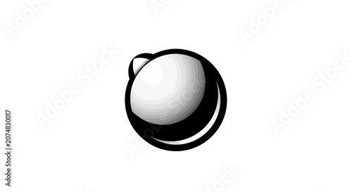 Black and white Christmas bauble ornament graphic icon.
