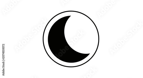 Black crescent moon icon in a circle.