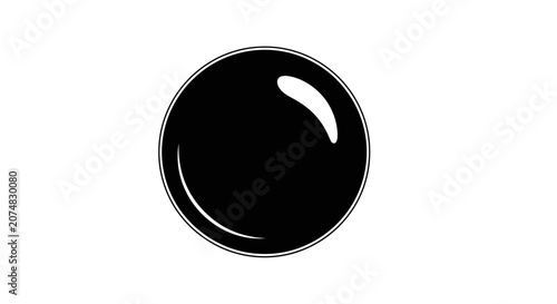 Black glossy sphere with subtle highlight.