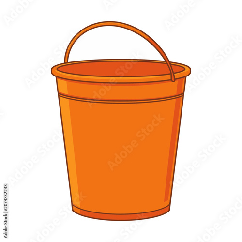 Orange Bucket with Handle Vector Illustration