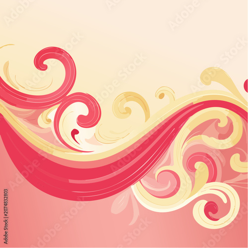 Abstract pink and red swirls vector background