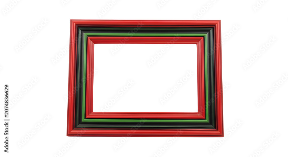 Fototapeta premium A colorful rectangular frame with red, green, and black borders on a white background