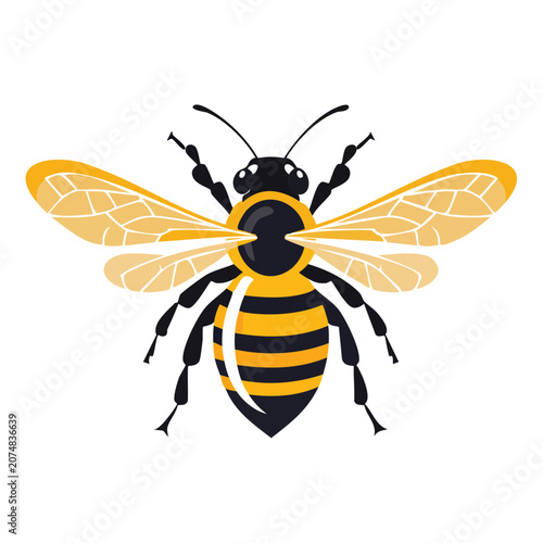Yellow and black striped bee vector illustration