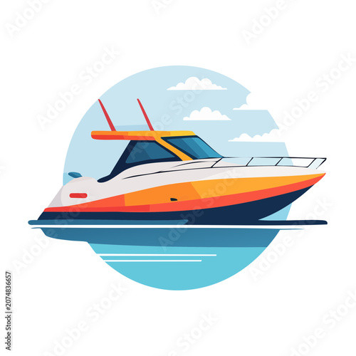 Blue and orange airplane vector illustration