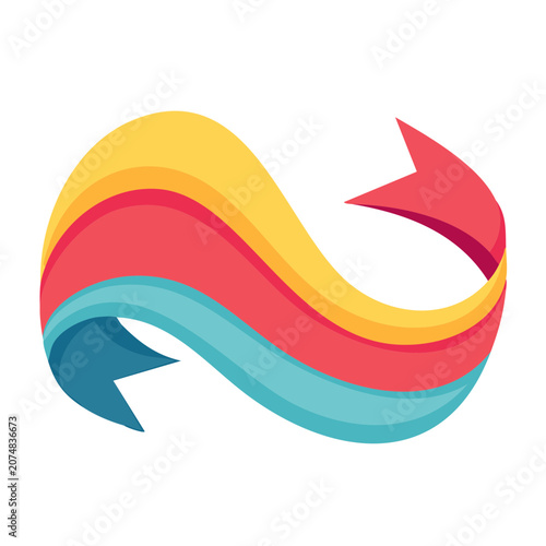 Abstract colorful ribbon shape on white background