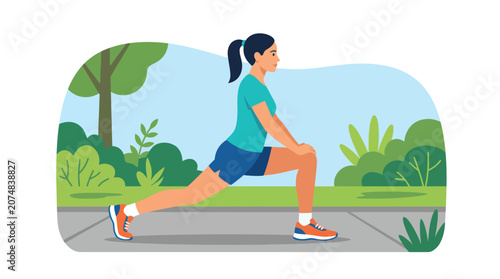 A person stretches their legs outdoors in a park setting