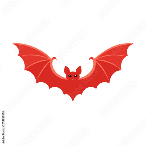 Red Bat Flat Vector Illustration