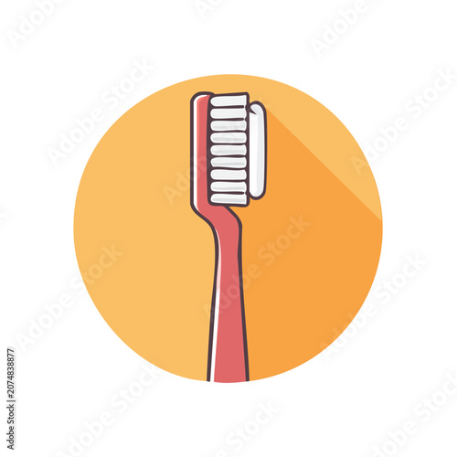 Red Toothbrush Flat Vector Icon