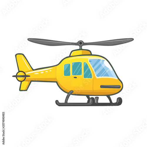 Yellow Helicopter Flat Vector Illustration