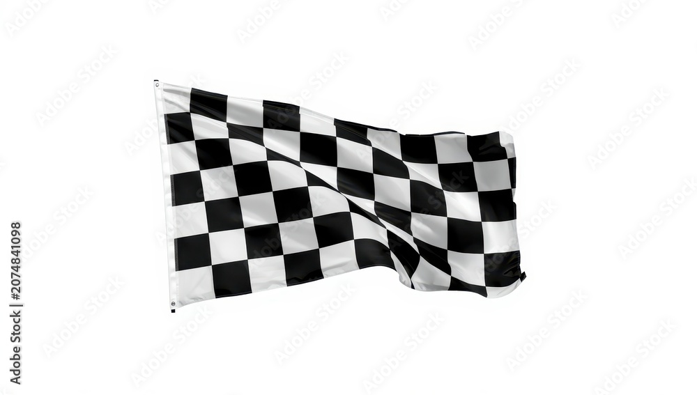 Fototapeta premium A single checkered flag on a white background.