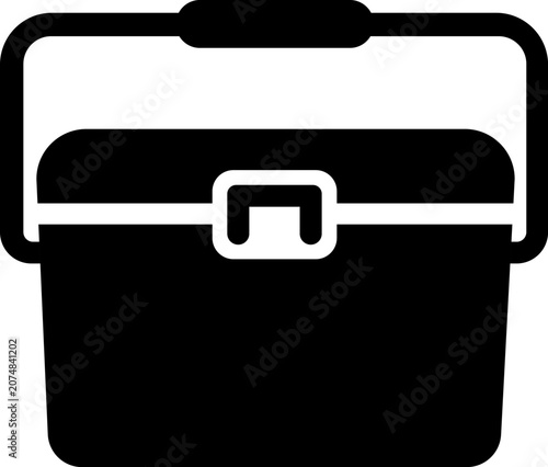 Portable cooler box silhouette icon for summer picnic camping trip and outdoor food storage design elements