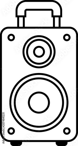 Portable party speaker outline icon with a handle, perfect for outdoor music festival and audio design