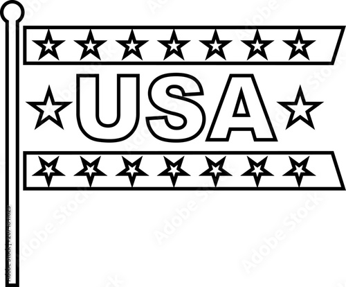 USA flag banner outline featuring stars, perfect for American patriotic holiday and celebration designs