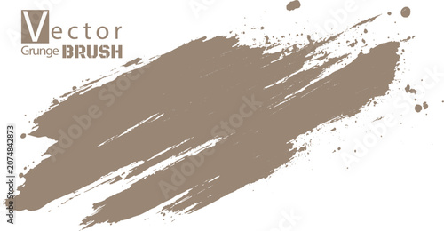 Brown Ink Brush Stroke Design Element. Abstract Paint Smudge Texture
