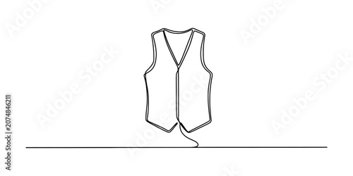 Quadro su tela Minimalist single continuous line drawing of a formal vest or waistcoat