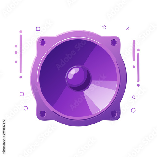 Purple computer cooling fan vector illustration