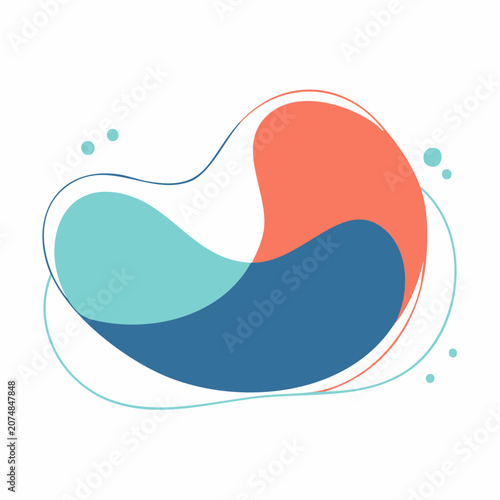 Abstract Organic Shapes with Coral, Teal, and Blue Colors