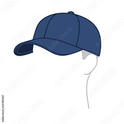 Blue Baseball Cap Flat Vector Illustration