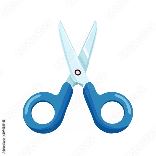 Blue scissors flat vector illustration