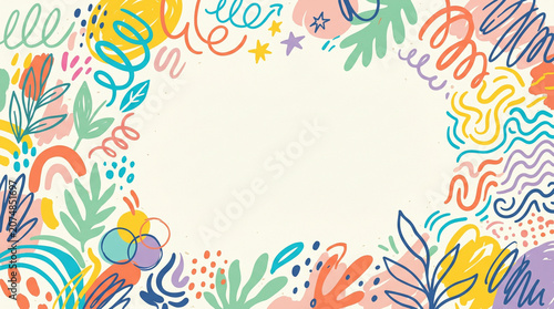 Colorful hand-drawn scribbles and abstract