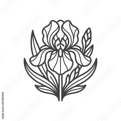 Detailed Black Line Art Flower Design.