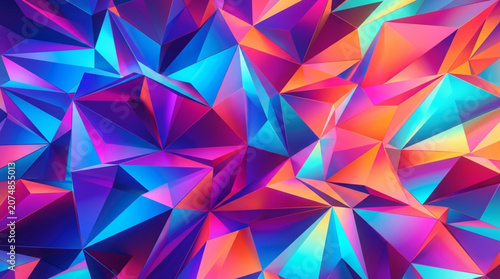 Obraz na płótnie Vibrant Abstract Geometric Crystal Facet Background.