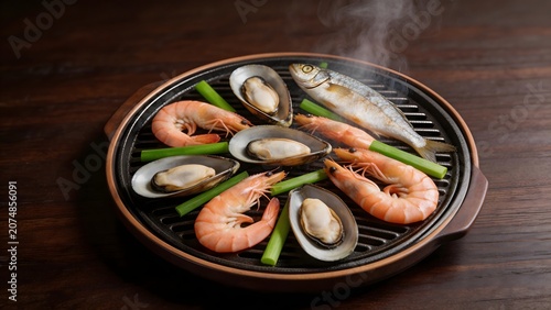 Seafood grill with shrimp mussels and fish