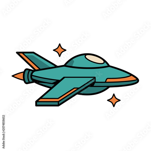 Flat cartoon fighter jet vector illustration
