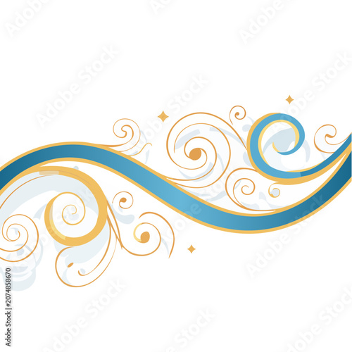 Elegant blue and gold ornamental swirls vector