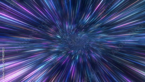 Abstract background with high speed light trails in blue and purple