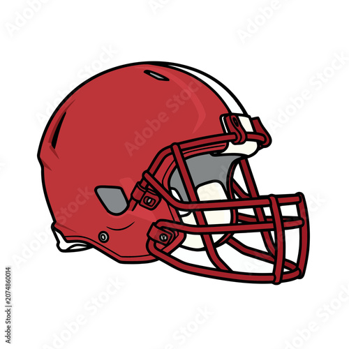 Red American Football Helmet Vector Illustration