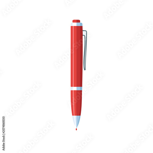 Red ballpoint pen vector illustration