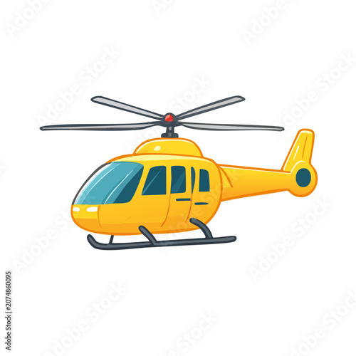 Yellow Helicopter Flat Vector Illustration
