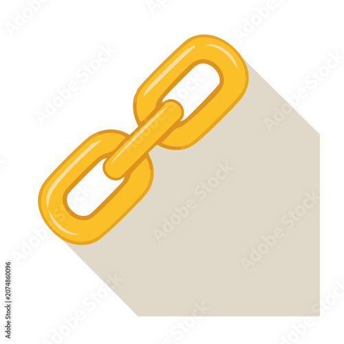 Yellow chain link icon with long shadow