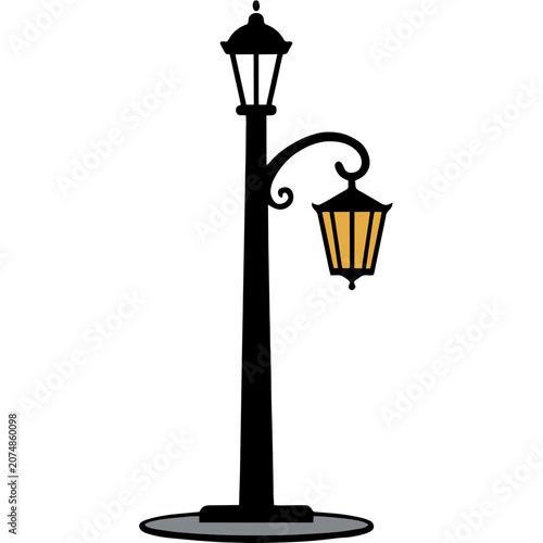 Vintage street lamp with lantern illustration