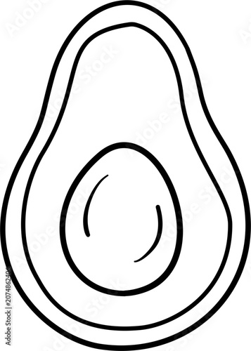 Avocado fruit drawing outline.