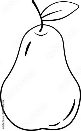 Pear fruit drawing outline.