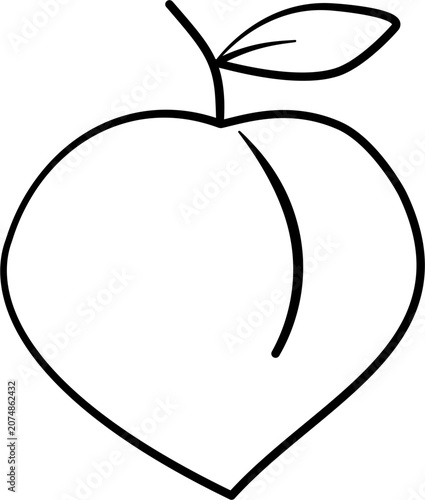  Peach fruit drawing outline.