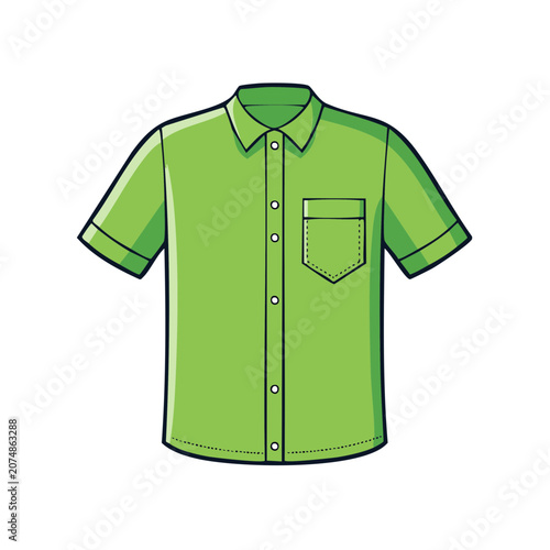 Green short sleeve shirt flat vector illustration
