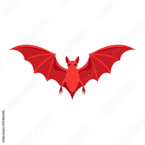 Red Bat Flat Vector Illustration