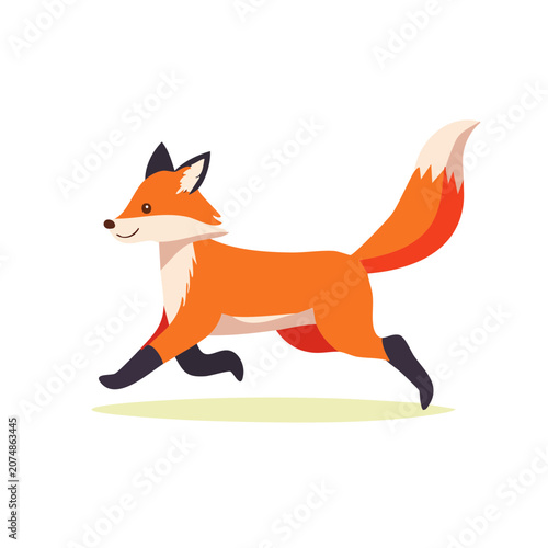 Running Fox Flat Vector Illustration