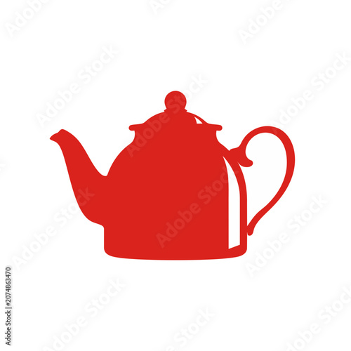 Red teapot flat vector icon