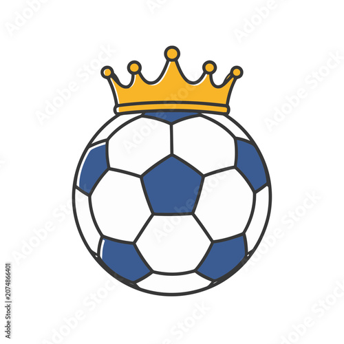 Soccer ball with golden crown vector illustration