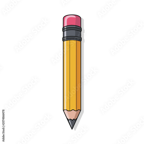Yellow pencil with pink eraser vector illustration