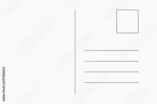 Simple Grey Outline Blank Post Card Vector Illustration