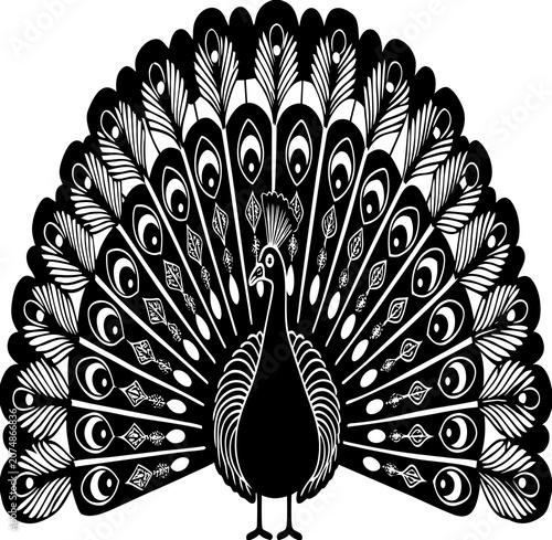 balck and white peacock