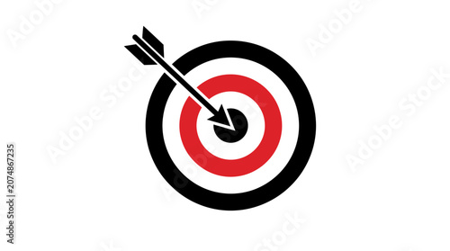 Bullseye Target Icon with Arrow in Center for Success and Goal Achievement Concept