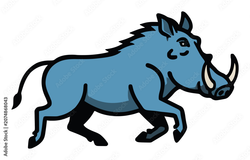 Fototapeta premium Warthog running side view vector illustration. Generative AI